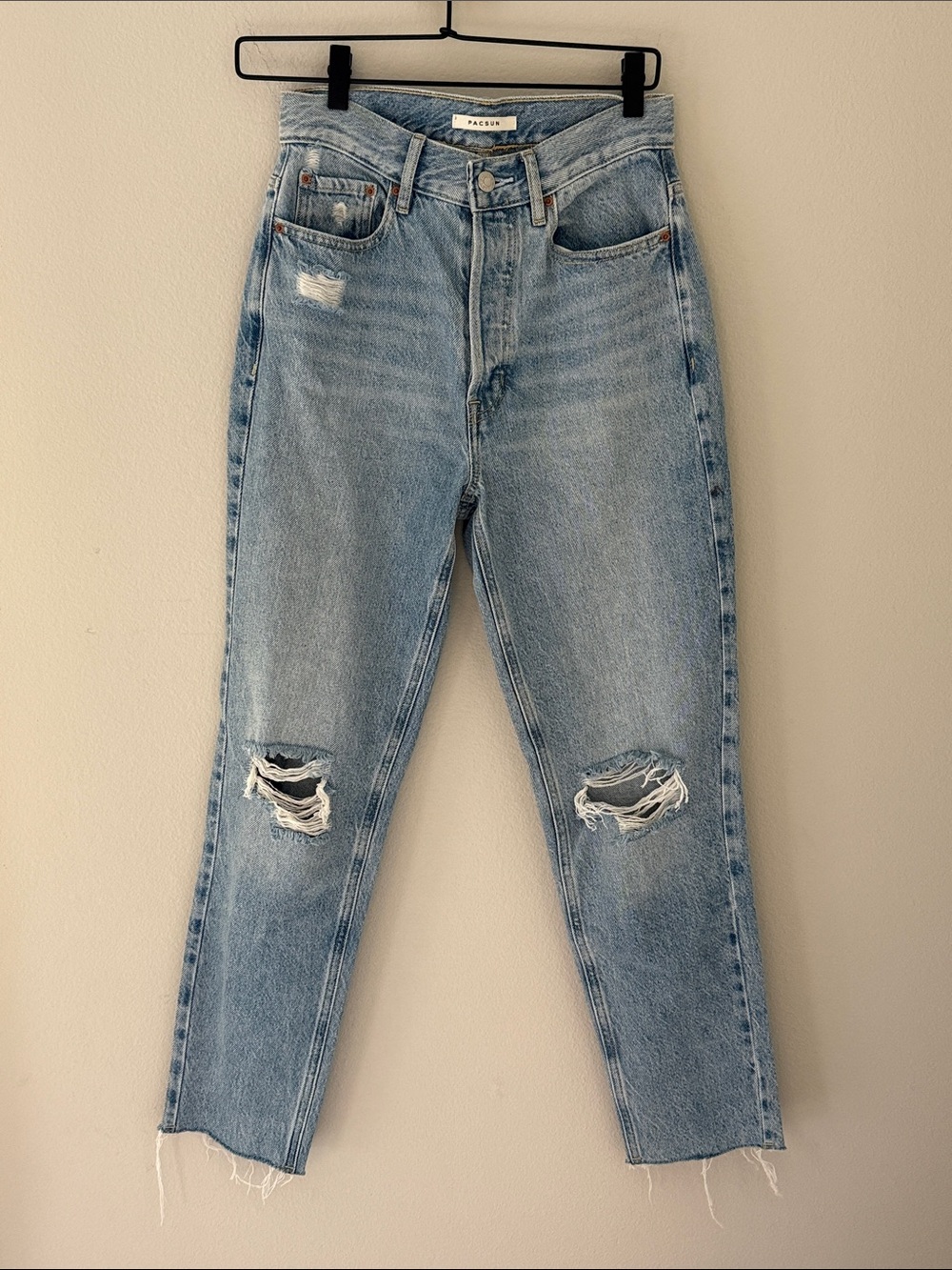 Pacsun Light‎ Wash Ultra High Rise Slim Distressed Jeans Size 26
